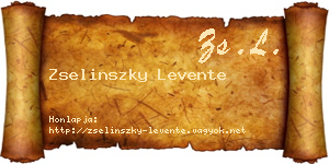 Zselinszky Levente névjegykártya
